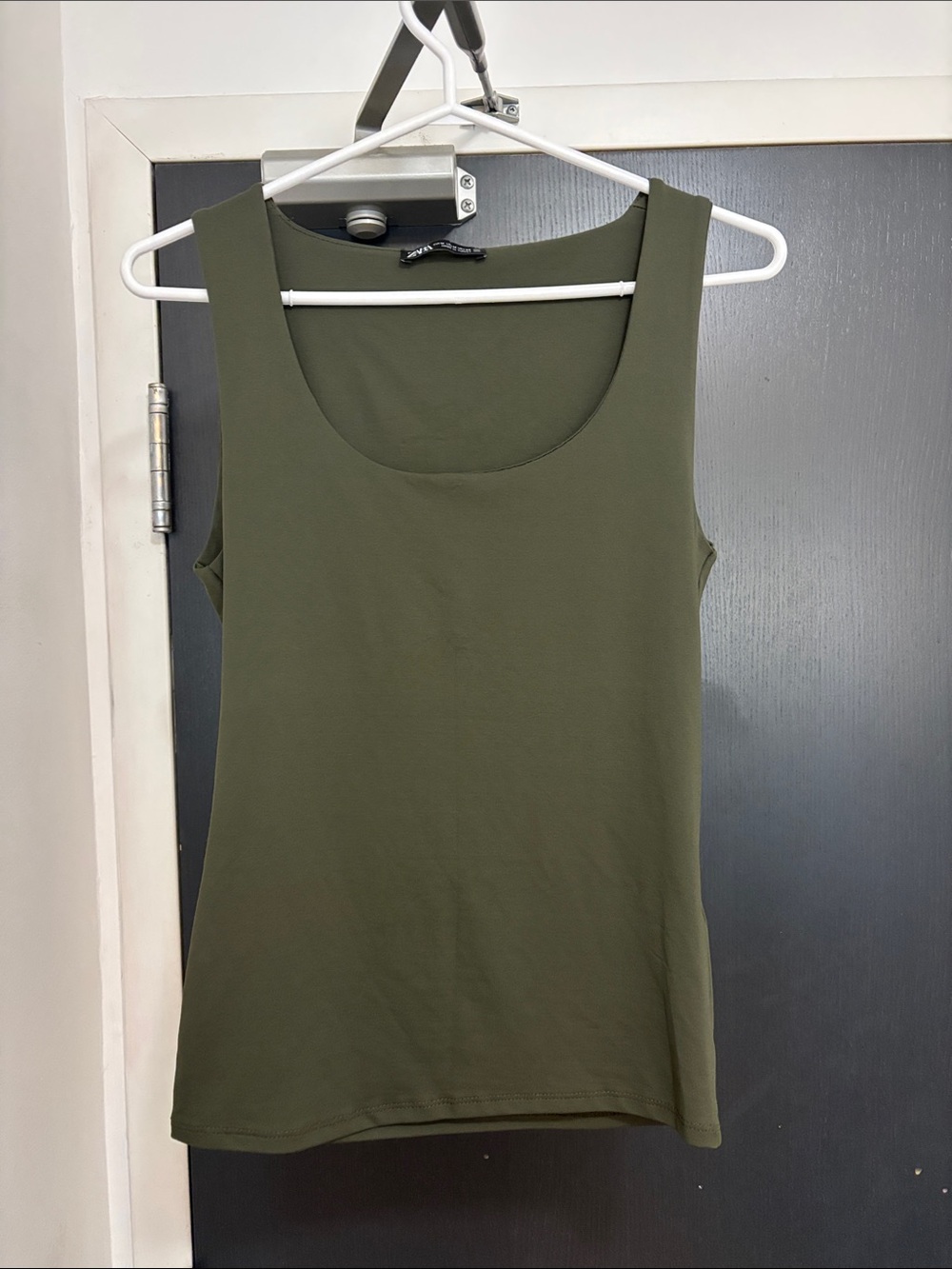 Zara Olive Green Scoop Neck Tank Top